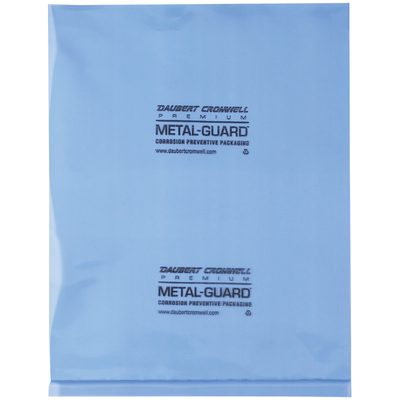 VCIPB1012.jpg The MH-USA 10 x 12 - 4 Mil VCI Poly Bag (250/Case) is a blue corrosion-preventive packaging bag featuring Daubert Cromwell Premium Metal-Guard in black text. Its flat, simple design efficiently protects metal items from corrosion.