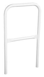 The Vestil Steel Pipe Safety Railing, with its white rectangular frame and horizontal support bar for added stability, provides safety and support for individuals getting in and out of bed.