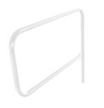 The Vestil White Pipe Safety Railing Gate offers a minimalist P-shaped design with rounded edges, built-in support leg, and measures 48x36 for enhanced stability and reliable fall protection.