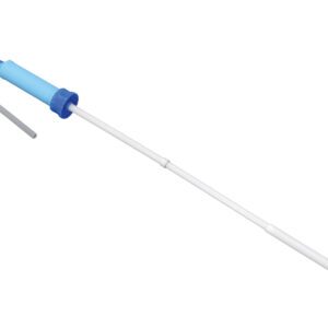 The Vestil Polypropylene Drum Pump 8 Oz Per Stroke efficiently transfers liquids with its manual hand siphon. It features a white long tube, blue handle, and a hook for attachment, dispensing up to 8 oz per stroke between containers.