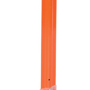 The Vestil Orange Surface Flexible Stake, 24 x 3.25, features a black rubber base and serves as an effective traffic delineator for road safety, with its bright color popping against a white background.