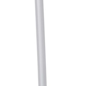 The Vestil White Surface Flexible Stake, size 48 x 3.25 inches, elegantly stands with a slight angle on a black round base, contrasting against a white background for a sleek and modern appeal.