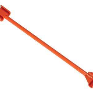 A possible description for the product could be: A Vestil Turning Bar Handle with a long, narrow cylindrical body and flat ends in orange. Its ideal for prying or moving items and is displayed on a white background.