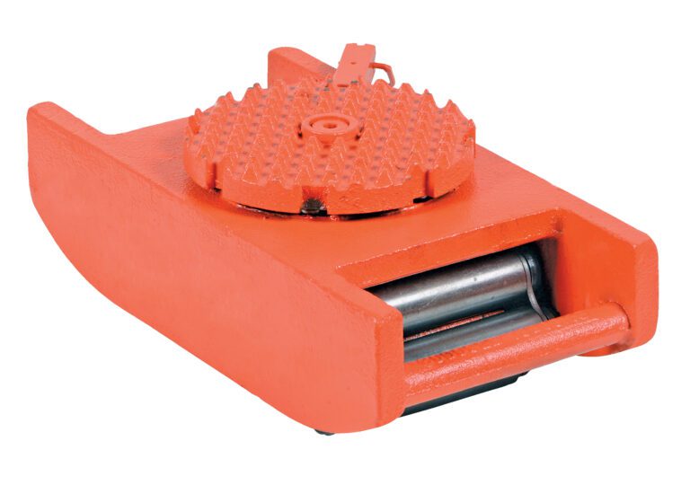 The Vestil Steel Machine Roller W/30000 Lb Capacity features a textured pad and cylindrical rollers for easy movement of heavy equipment, ensuring reliability in industrial settings.
