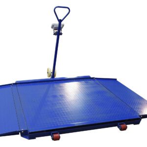 The Vestil Portable Diamond Plate Scale 98Lx71Wx2H includes a textured blue loading=