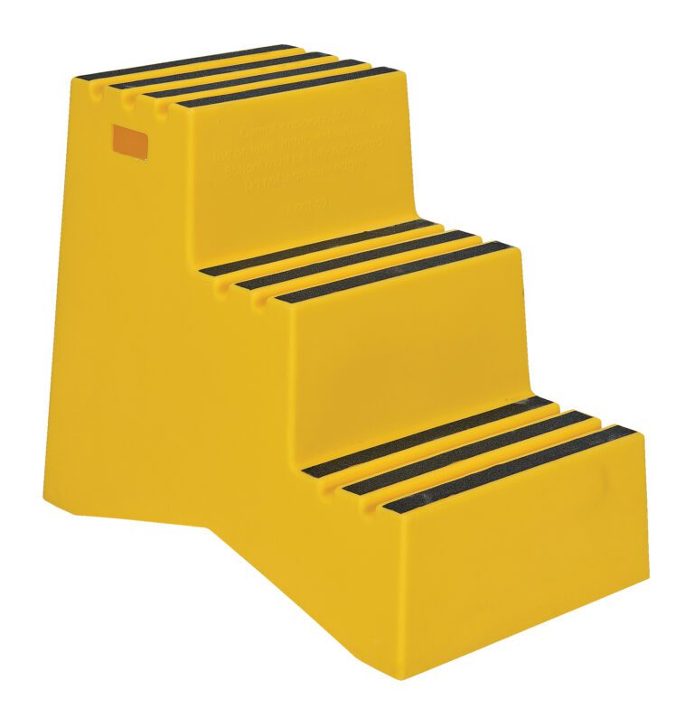 VST-3-Y_A.jpg The Vestil Polyethylene Step Stool Yellow 3 Step has a vibrant yellow color with black grip strips on its three steps for added safety. Its textured surface ensures secure footing, making it a compact and stable choice for safely reaching higher places.
