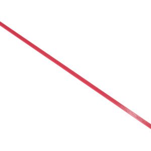 The Vestil Fiberglass Pallet Wand 52.75 In features a red broomstick handle with a black plastic cap, pre-drilled holes for broom heads, and a slight texture for grip. It is shown diagonally against a white background.