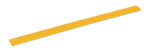 A yellow ruler, similar to the Vestil Extruded Alum Hose&Cable Crossover 36Yel, has a textured surface and a small hole on one end. It is artfully placed diagonally on a pristine white backdrop.