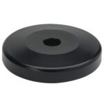 MH-USA Donut Bumpers for Swivel Casters (4/Case) feature black, round weight plates with a central hole, ideal for fitness or weightlifting equipment.