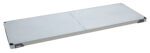 A rectangular, silver metal ramp with a textured surface resembles the sleek design of the MetroMax i MX2472F Plastic Industrial Shelf with Solid Mat, 24x72. It folds in half for easy portability and includes small handles on each end.