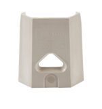 The gray MetroMax i shelving post cap, compatible with the MX1836F shelf (18 x 36), has a triangular top opening, beveled edge, and Metro Max embossed on it.