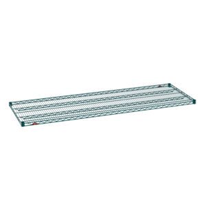 The Metro Super Erecta 2472NK3 Industrial Wire Shelf in a 24 x 72 design features a Metroseal Green Epoxy finish, offering durable storage with an open layout.