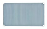 The MetroMax i MX2442F Plastic Industrial Shelf with Solid Mat, 24 x 42, features a rectangular transparent ribbed panel with rounded corners and small mounts. Against a white background, the surface displays evenly spaced vertical lines.