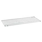 The Metro Super Erecta 3072NC Industrial Wire Shelf, Chrome, 30 x 72, showcases a sleek, minimalist grid design with horizontal support bars against a plain white backdrop.
