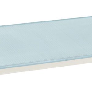 This rectangular air filter has a blue, textured surface and sturdy metal frame similar to the durability of the MetroMax i MX2448F Plastic Industrial Shelf with Solid Mat, 24 x 48. It features protective black corner brackets and a small blue label on the front edge.