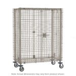 The Metro MQSEC56DE MetroMax Mobile Security Shelving Unit is a large, rectangular metal mesh cage on four wheels, measuring 27.8125 x 64.75 x 67.8125. It features a secure door latch for easy storage or transport, though may vary slightly from those shown.