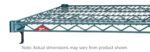 A 24 x 48 Metro Super Adjustable Super Erecta A2448NK3 Industrial Wire Shelf, finished in Metroseal Green Epoxy, is shown on a white backdrop and features diamond-shaped openings. Note: Actual dimensions may vary from the product displayed.