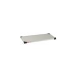 A flat, rectangular warming tray with a Standard Stainless Steel-like metallic surface and black corner accents features a control panel with a red power switch and temperature settings, similar in precision to the Metro 1836FS Super Erecta Solid Shelf.