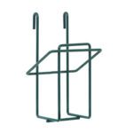 The Metro GBHVK3 Vertical Single Glove Box Holder for Super Erecta Wire Shelving and SmartWall Wall Shelving is a versatile green wire metal holder coated in Metroseal Green Epoxy with top hooks, ideal for efficiently holding newspapers or mail.