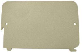 A rectangular piece of beige sandpaper with rounded corners and two small holes near the edges.