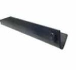 A sleek, black Basc metal bracket with a small knob on one end is viewed at an angle against a pristine white background.