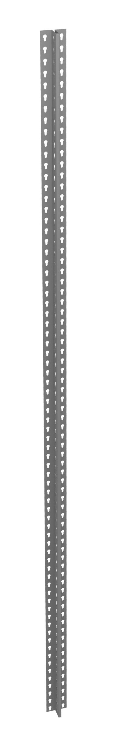 b16bc78kk1ljx9rew9pa.jpg A long, vertical metal T-post with evenly spaced triangular holes along its length. The post appears gray and is displayed against a plain white background.