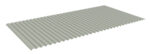 A rectangular corrugated metal sheet with evenly spaced ridges and a light gray color. The sheet is viewed from an angle, showing its textured surface and uniform structure.