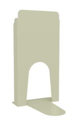 A light beige, freestanding hand sanitizer dispenser stand with a large cutout near the base, designed for touchless operation. The structure is simple and functional, suitable for high-traffic areas.