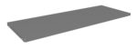A long, flat, rectangular gray object, resembling a metal or wooden shelf, is depicted against a plain white background.
