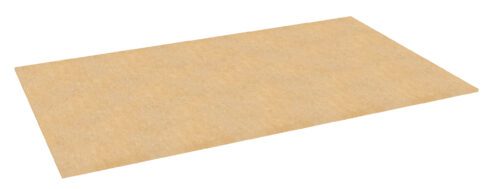 A large, flat rectangular sheet of medium-density fiberboard (MDF) with a light brown, smooth surface. The board is viewed from a slightly elevated angle.