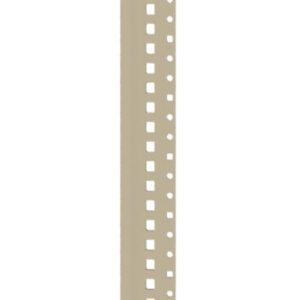 A vertical beige strip with a pattern of evenly spaced small notches along one side, resembling a zipper. The background is clear white, highlighting the strips simple geometric design.
