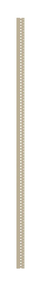 A long, beige strip with evenly spaced small rectangular cutouts along its length, resembling a perforated material.
