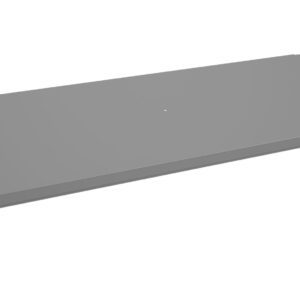 A rectangular, flat metal shelf with a gray finish. The shelf features small mounting holes at the edges for installation support. Its shown against a plain white background.