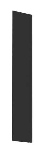 A tall, black, rectangular panel standing upright against a white background. The panel casts a soft shadow to the right.