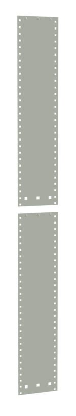 Image of two vertical, beige perforated paper sheets stacked with a gap between them, often used for printing on dot matrix printers. There are holes along the sides and slots at the bottom of each sheet.