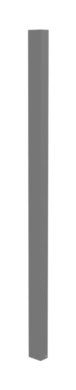 A tall, rectangular, dark gray post is set against a plain white background.