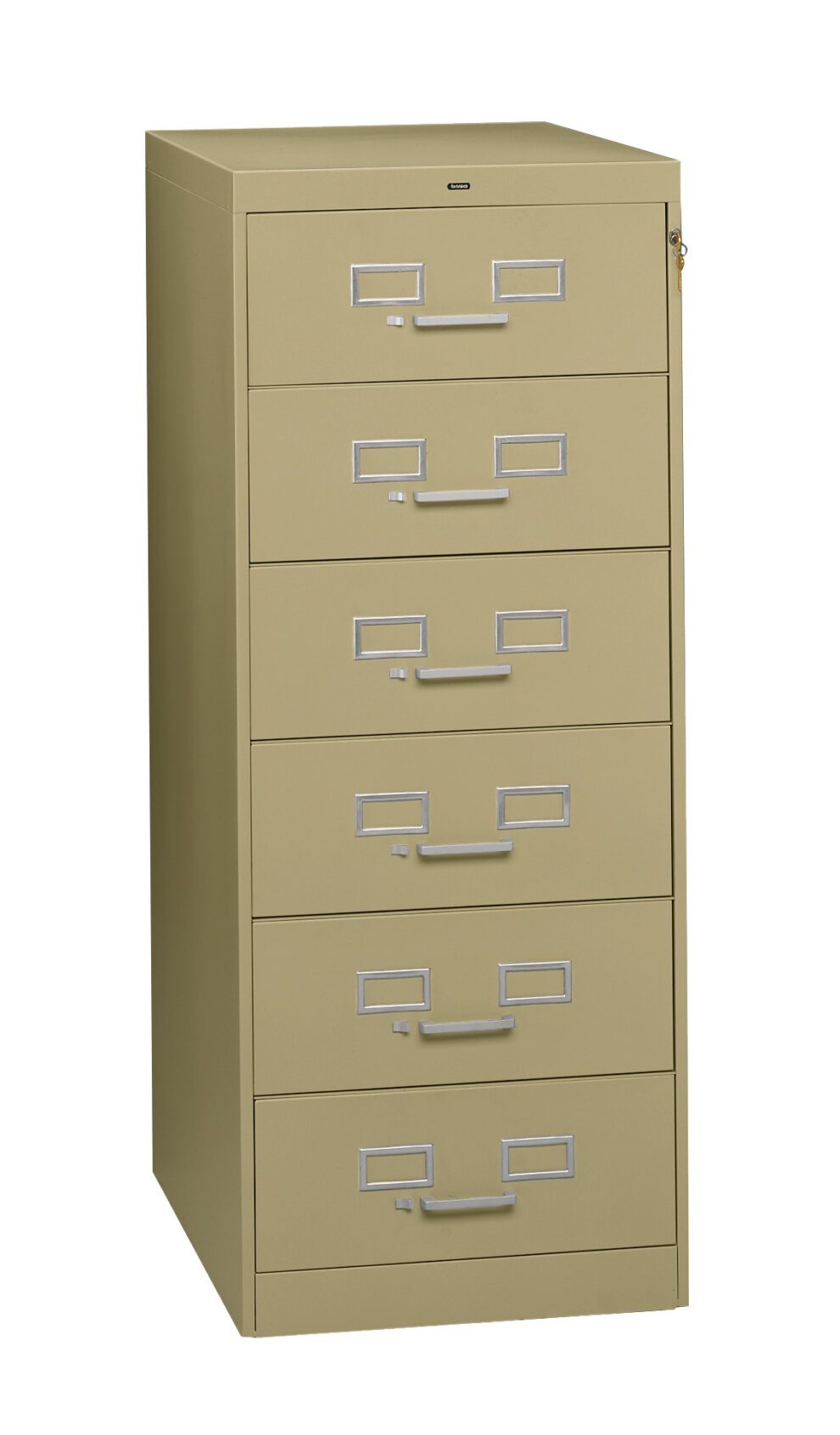 Tennsco 52" High Card File with Six Drawers, Sand | MH USA