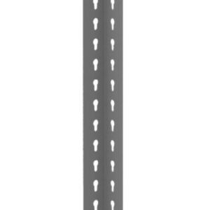 A tall, thin, rectangular metal strip with rows of small triangular perforations running vertically. The strip is silver in color and has a slightly reflective surface.