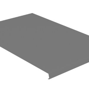 A rectangular gray metal panel with a small hole in one corner. The panel has a slightly raised edge on one side, suggesting it may be used as a cover or shield. The surface appears smooth and uniform.