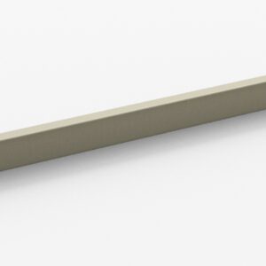 A long, slender, beige metal strip with a slightly elevated edge on one side, set against a plain white background.