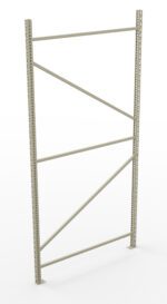 Metal shelving unit frame with a vertical rectangular structure. It includes diagonal supports for stability and has perforated holes for adjustable shelving. The frame is set against a plain white background.
