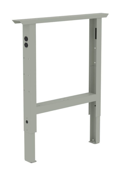 Metal wall-hung frame with adjustable legs and pre-drilled holes, designed for mounting a concealed cistern in a bathroom setup. The frame is rectangular and painted in a light grey color.