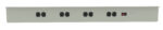 A long, rectangular power strip with six black electrical outlets, a red power switch, and a small circular button on a light gray background.