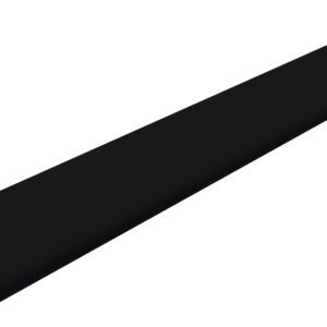 A long, black rectangular metal panel with holes at each end designed for mounting. It has slight ridges along its length and is photographed against a white background.