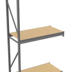A three-tiered metal shelving unit with wooden shelves. The frame is constructed from gray metal, supporting three evenly spaced shelves. The design is minimal and functional, suitable for storage or organizing items.