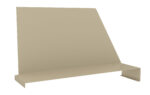 Beige metal bookend with a flat, L-shaped base and a large angled back, designed to support books upright on a shelf.