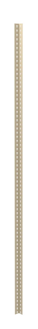 A beige metal strip with two parallel rows of small heart-shaped cutouts running vertically along its length. The strip tapers slightly at the top and bottom edges.