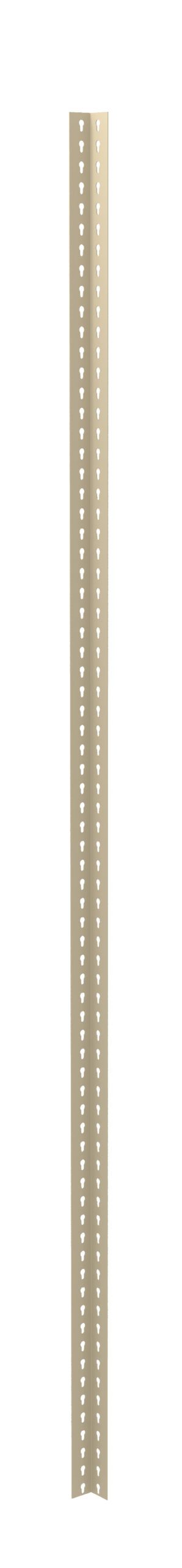 g91dntayn01mlmbkyeiy.jpg A beige metal strip with two parallel rows of small heart-shaped cutouts running vertically along its length. The strip tapers slightly at the top and bottom edges.