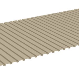 A 3D rendering of a corrugated metal sheet with parallel ridges, in a beige color, displayed against a white background.