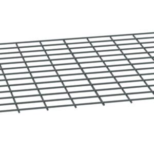 A rectangular metal grid with evenly spaced horizontal and vertical bars, creating a series of square openings. The grid is angled slightly, showing depth and perspective against a white background.